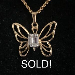 14k Diamond Butterfly Pendant